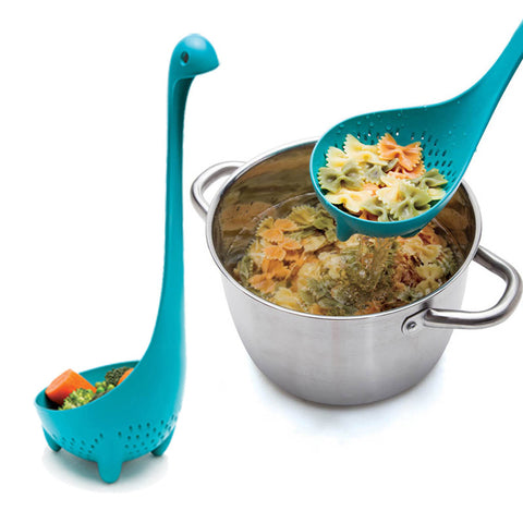 Kitchen supplies, nylon plastic long handle colander, vertical dinosaur colander home81