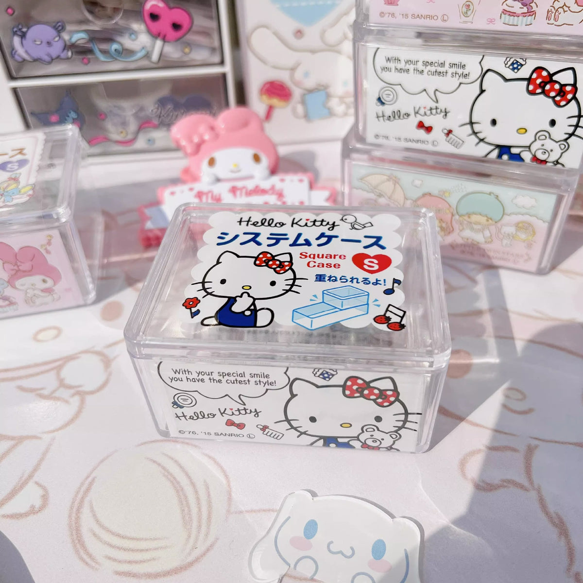 Genuine Sanrio Storage Box Student Dormitory Hand Account Transparent Desktop Jewelry Dresser Storage Box