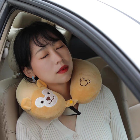 Cartoon Plush Neck Pillow Portable U-shaped Pillow Car Travel Neck Pillow Office Cervical Nap Pillow