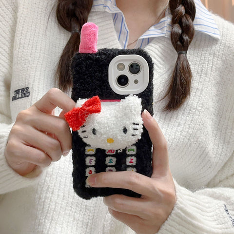 Sanrio 3D plush Hello Kitty Kuromi PomPom Melody iPhone Cases Suitable for iPhone 11-15 Pro Max