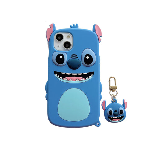 Sanrio 3D Silicone Stereoscopic Stich iPhone Cases with Pendant Suitable for iPhone 6-13 Pro Max