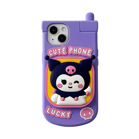 Sanrio 3D Silicone Stereoscopic Stich iPhone Cases with Mirror Suitable for iPhone 11-15 Pro Max