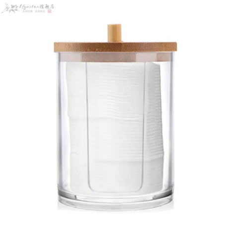 Cotton storage box cotton swabs storage bamboo cover acrylic portable round container cotton puff storage box home64