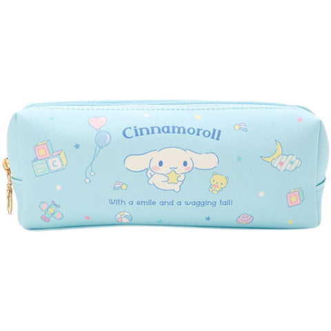 Sanrio Square Leather Double Zipper Kids Pen Bag School Stationery Box Pencil Storage Pocket