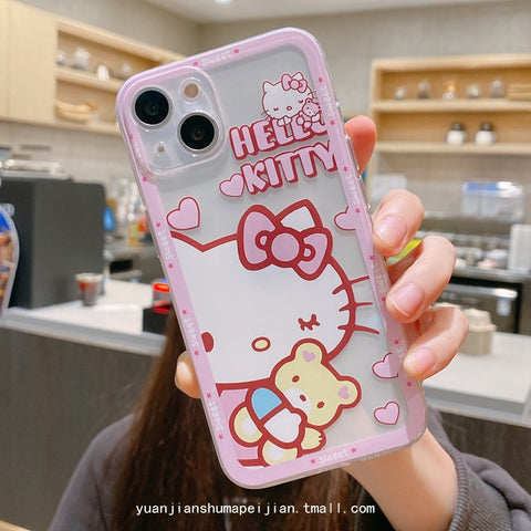 Sanrio TPU HK Cat IPhone Case Full Body Protective Case For IPhone 11-15 Pro Max