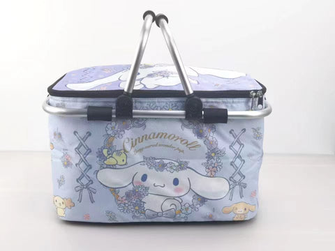 Sanrio Folding Outdoor Picnic Basket, Ice Pack, Shopping Basket, Portable Insulation Bag, Large Tote Basket