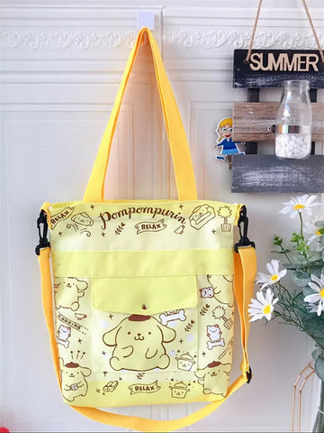 New Cartoon Portable Sail Bag Convenient for Going Out One Shoulder Shopping Bag for Learning Crossbody Bag Canvas Handbag