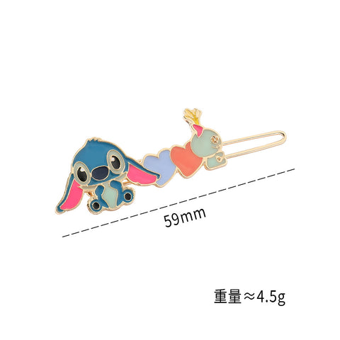 Cartoon Stitchy Hairpin Frog Buckle Metal Hollow Headwear with Sweet One Character Clip