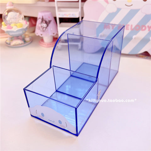 Sanrio Translucent Desktop Dormitory Storage Multi Grid Pen Holder Cosmetics Sorting Box