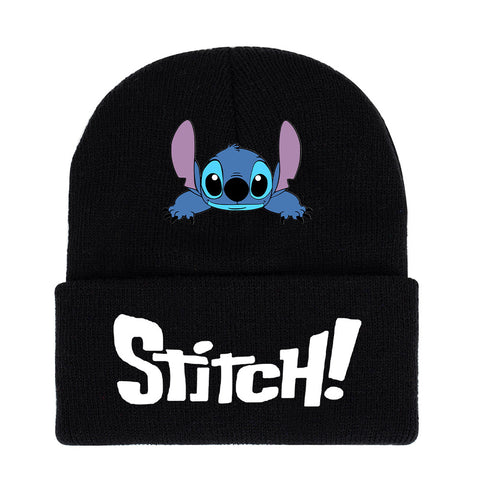 Star Baby Stitchy Print Knitted Hat Print Hip Hop Beanie Hat Hat for Men and Women Keep Warm for Autumn and Winter