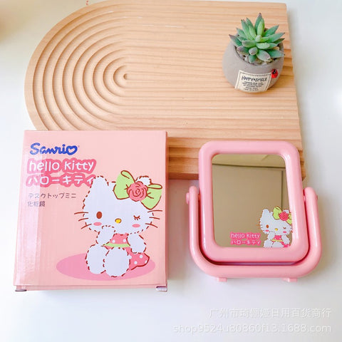 New Cute Sanrio Countertop Makeup Mirror Portable Rotatable Bedroom Double-sided Makeup Mirror