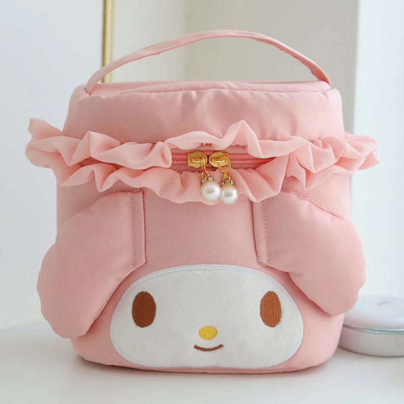 Sanrio Plush Cosmetic Case Lipstick Foundation Sunscreen Storage Bag Girls Export Cosmetic Bag.