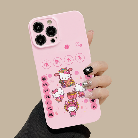 New Year Hellokitty Cute Sanrio iPhone Case Full Body Protective Case For IPhone 11-15 Pro Max