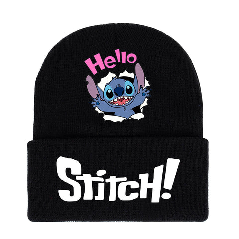 Star Baby Stitchy Print Knitted Hat Print Hip Hop Beanie Hat Hat for Men and Women Keep Warm for Autumn and Winter