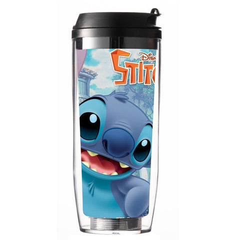 Stitchy Cup Amazon New Cartoon Cute Plastic Straw Cup Coffee Milk Tea Cup Insulated Water Cup