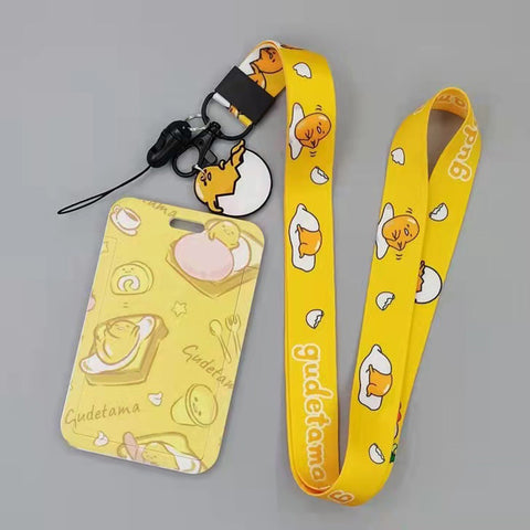 Gudetama Long Rope ID Set Student Subway Card Access Control Card Loss Prevention Card Set Public Transport Card Work Permit Hanger