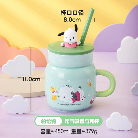 Sanrio Sanrio Hello Kitty Kuromi Cinnamoroll My Melody Straw Mug Water Cup 450ml