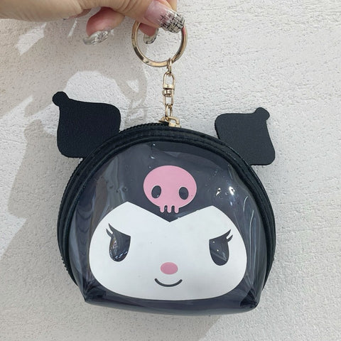 New Mini Transparent Kids Coin Purse Cosmetic Bag Sanrio Wholesale Cartoon Zipper Waterproof Student Small Purse