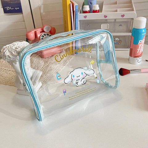 New Sanrio Cartoon Transparent Pen Bag Waterproof Travel Wash Bag Large Capacity Portable Makeup Bag