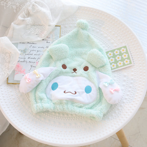 Sanrio Water Absorbent Quick Drying Hair Cap Girl Thickened Headband Wrapped Hair Bath Cap Coral Plush Hair Wipe Dry Hair Cap