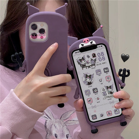 Sanrio 3D Silicone Stereoscopic Kuromi iPhone Cases Suitable for iPhone 11-14 Pro Max