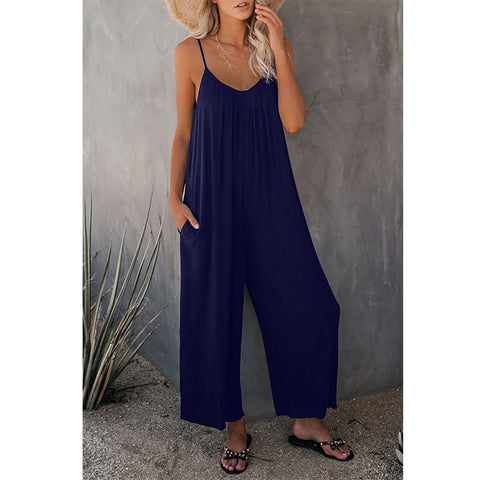 (S-3XL) Loose Jumpsuit Adjustable Straps w/Pockets(5 colors)