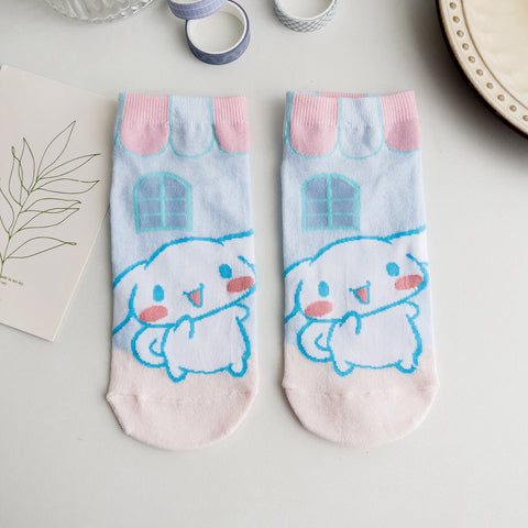 Cinnamoroll New Spring and Summer Cartoon Socks Female Cute Puppy Socks Korean Women&#039;s Boat Socks Combed Cotton Socks