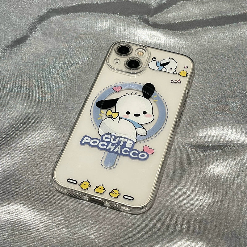 Sanrio Pochacco Soft iPhone Cases Suitable for Magsafe Wireless Charging Compatible with iPhone 11-15 Pro Max