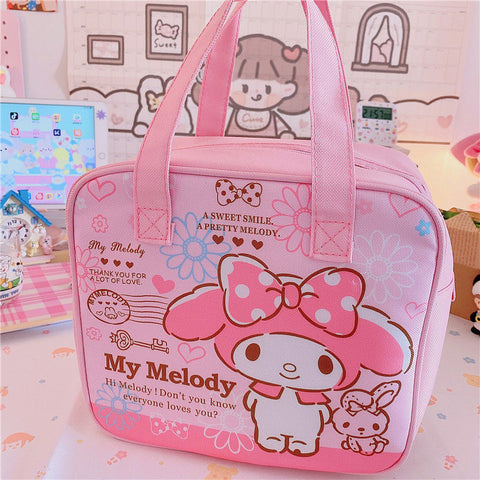 Sanrio Lunch Box Bag, Bento Handbag, Large Capacity Aluminum Foil Insulation Bag, Office Worker Canvas with Rice Bag