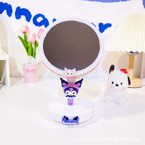 Sanrio Desk Mirror Small Desk Lamp In Student Dormitory Adjustable Mirror with Lamp Bedroom Gadget