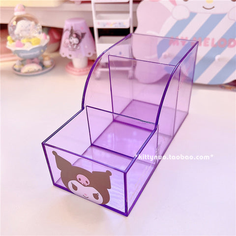 Sanrio Translucent Desktop Dormitory Storage Multi Grid Pen Holder Cosmetics Sorting Box