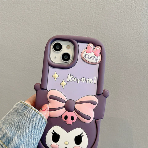 Sanrio 3D Silicone Stereoscopic Kuromi iPhone Cases Suitable for iPhone 11-15 Pro Max