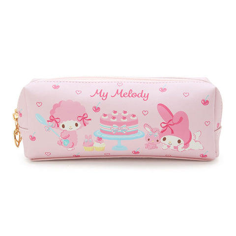 Sanrio Square Leather Double Zipper Kids Pen Bag School Stationery Box Pencil Storage Pocket