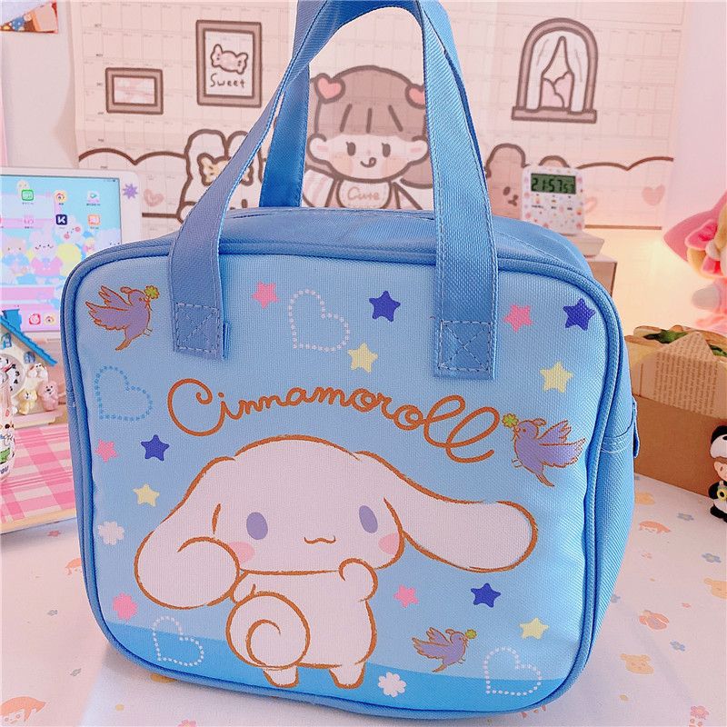 Sanrio Lunch Box Bag, Bento Handbag, Large Capacity Aluminum Foil Insulation Bag, Office Worker Canvas with Rice Bag