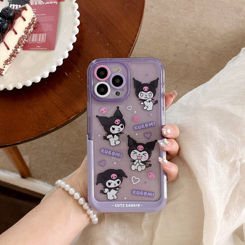 Sanrio Kuromi Hard Phone Cases with Stand Suitable for iPhone 11-14 Pro Max