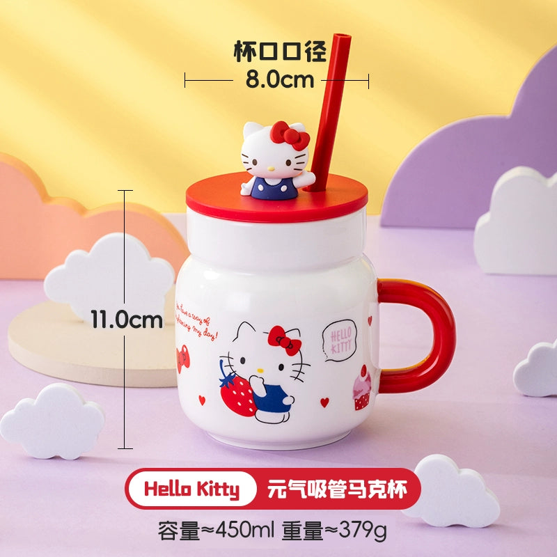 Sanrio Sanrio Hello Kitty Kuromi Cinnamoroll My Melody Straw Mug Water Cup 450ml