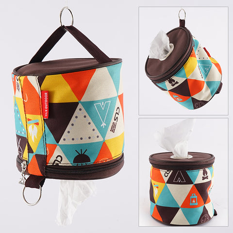 Korean outdoor paper towel drawer folding ethnic style storage bag car roll paper towel box miscellaneous bag travel storage bag home61