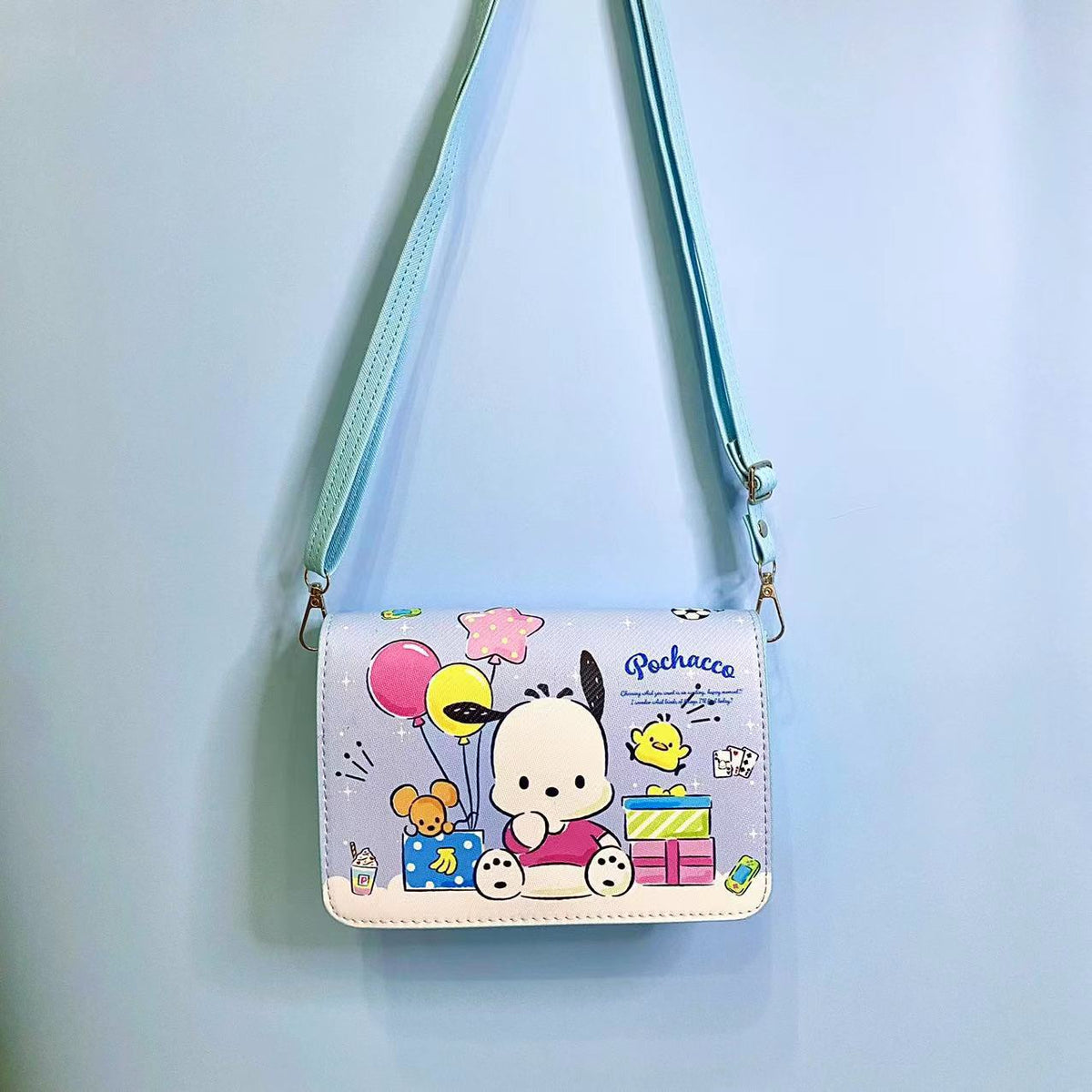 Cartoon Large-capacity Square Leather Waterproof Shoulder Bag Shopping Shoulder Strap Adjustable Magnetic Buckle Crossbody Bag Large