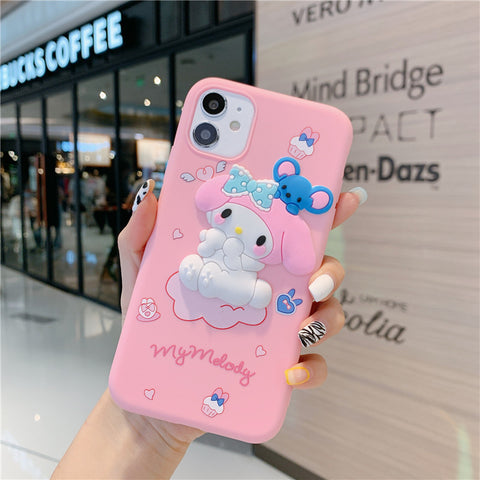 Sanrio Melody Hard iPhone Cases with holder Suitable for iPhone 6S-15 Pro Max