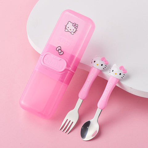 HELLO KITTY Children's Chopsticks Training Chopsticks 3 Year Old Baby Practice Learning 2 Spoons 6 Girls' Tableware Stage 1 and Stage 2