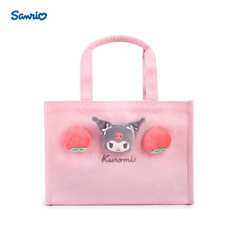 Sanrio Sanrio Peach Blossom Park Series Handheld Bag, Kuromi Jade Gui Dog Handheld Bag, Bento Bag, Textbook Bag