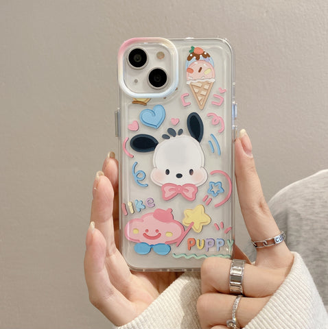 Sanrio Pochacco Hello Kitty Soft iPhone Cases Suitable for iPhone X-15 Pro Max