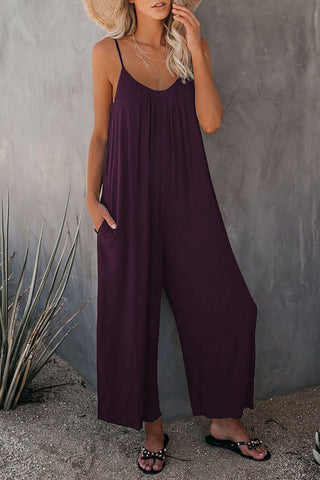 (S-3XL) Loose Jumpsuit Adjustable Straps w/Pockets(5 colors)