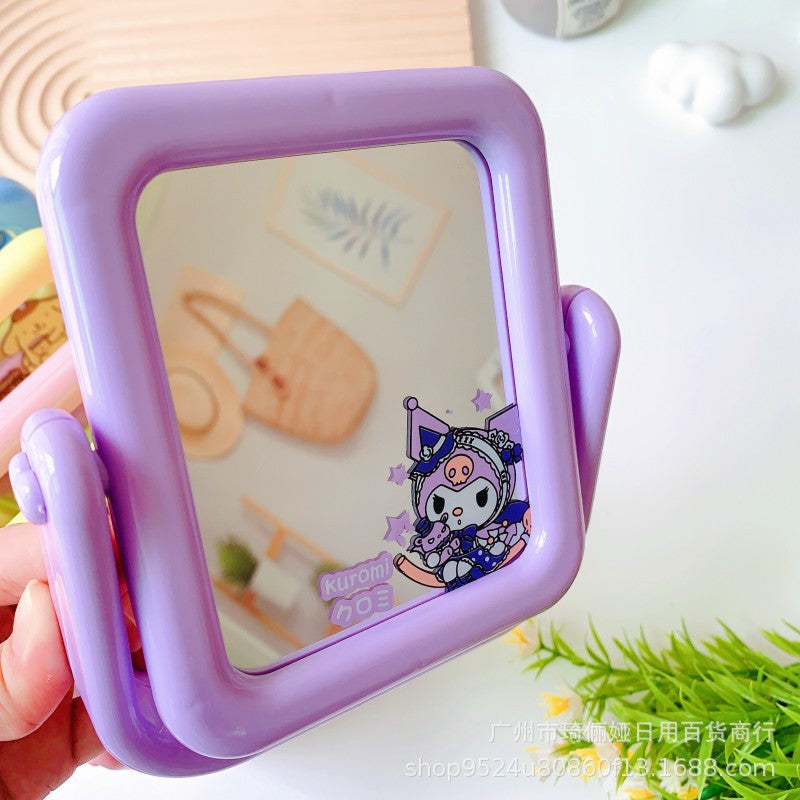 New Cute Sanrio Countertop Makeup Mirror Portable Rotatable Bedroom Double-sided Makeup Mirror