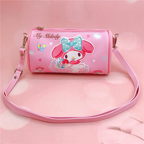 Sanrio Leather Waterproof Zippered Satchel Student Stationery Pencil Storage Children's Universal Horizontal Shoulder Roller Bag