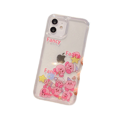 Sanrio Kuromi&Melody Kirby Hard iPhone Glitter Cases with Liquid Suitable for iPhone 6-15 Pro Max