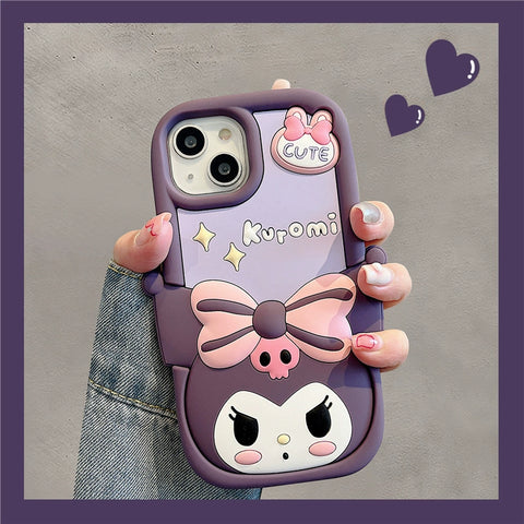 Sanrio 3D Silicone Stereoscopic Kuromi iPhone Cases Suitable for iPhone 11-15 Pro Max