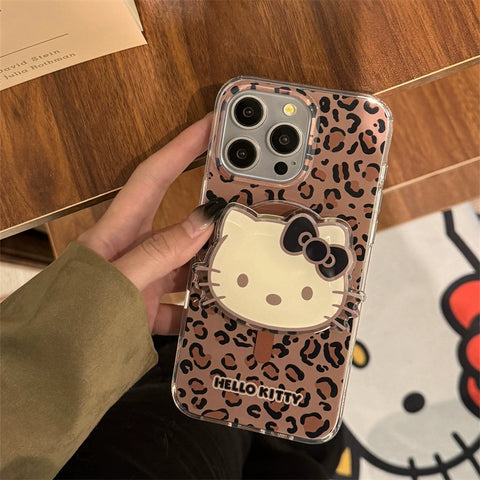 Leopard Black Butterfly Hellokitty Hello Kitty Magnetic Bracket for Apple 15 Mobile Phone Case IPhone14promax/13/12 Protective Cover 11