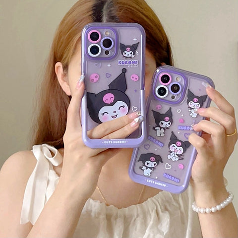 Sanrio Kuromi Hard Phone Cases with Stand Suitable for iPhone 11-14 Pro Max