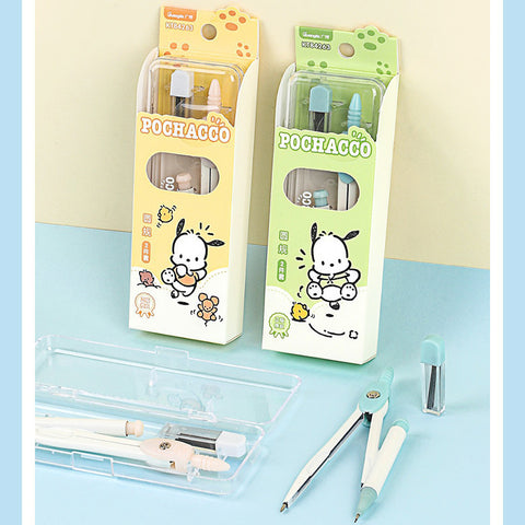 Genuine Sanrio Pochacco Compass Two-Piece Set Drawing Tools for Elementary School Students Exam Drawing Circle